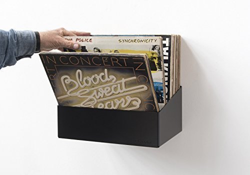 MayRecords Supporto Per Dischi In Vinile – Mensola Da Parete O Tavolo In Ferro, Nero
