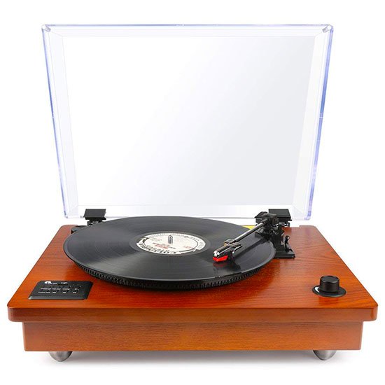 GIRADISCHI VINTAGE IN VALIGETTA CON BLUETOOTH, USB, SD E FUNZIONE REC - AZZURRO 33 45 78 GIRI