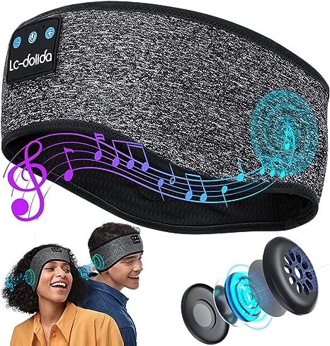 Cuffie per Dormire Regalo Uomo Donna - Idee Regalo Donna & Uomo Mascherina per Dormire Altoparlanti Stereo HD Integrati, Ultra Morbido Mascherina Occhi per Dormire con Cuffie, Regali Natale Originali